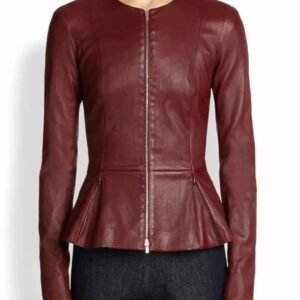 maroon-peplum-leather-jacket