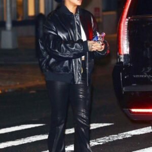 rihanna-black-bomber-jacket