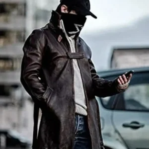 Watch Dogs Alone Long Leather Coat