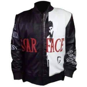 Scarface 1983 Tony Montana (Al Pacino) Black & White Bomber Jacket