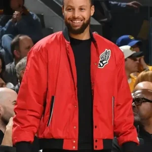 NBA Playoffs Game Stephen Curry Red Varsity Jacket